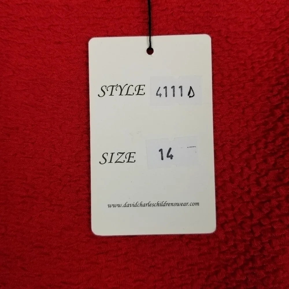 David Charles NWT Girls Sz 14 Yrs Full Skirt Sleeveless Textured Dress Bow Red